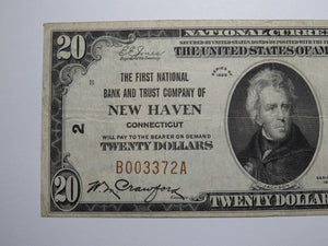 $20 1929 New Haven Connecticut CT National Currency Bank Note Bill Ch. #2 VF++