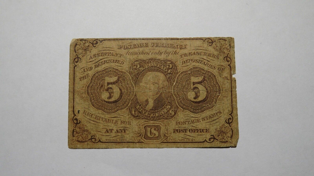 1863 $.05 First Issue Fractional Currency Obsolete Bank Note Bill! 1st Issue!