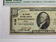 Load image into Gallery viewer, $10 1929 Knightstown Indiana IN National Currency Bank Note Bill #9152 VF25 PMG