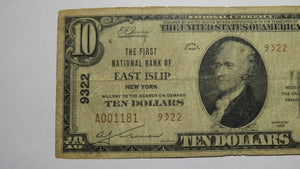 $10 1929 East Islip New York NY National Currency Bank Note Bill Ch. #9322 RARE