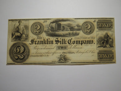 $2 18__ Franklin Ohio OH Obsolete Currency Bank Note Bill Remainder Silk Company