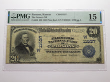 Load image into Gallery viewer, $20 1902 Parsons Kansas KS National Currency Bank Note Bill Ch. #11537 F15 PMG