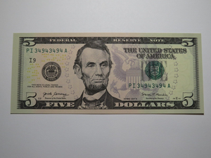 $5 2017 Repeater Serial Number Federal Reserve Currency Bank Note Bill #34943494