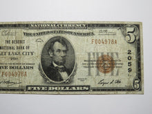 Load image into Gallery viewer, $5 1929 Salt Lake City Utah UT National Currency Bank Note Bill Charter #2059