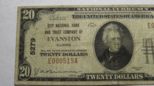 Load image into Gallery viewer, $20 1929 Evanston Illinois IL National Currency Bank Note Bill Ch. #5279 FINE!