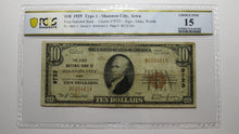 Load image into Gallery viewer, $10 1929 Shannon City Iowa IA National Currency Bank Note Bill Ch #9723 F15 PCGS