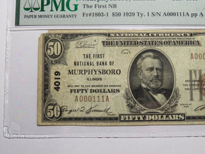 $50 1929 Murphysboro Illinois IL National Currency Bank Note Bill Ch. #4019 VF25