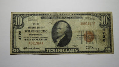 $10 1929 Wilkinsburg Pennsylvania PA National Currency Bank Note Bill Ch. #4728