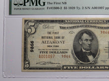 Load image into Gallery viewer, $5 1929 Altamont New York NY National Currency Bank Note Bill Ch. #9866 VF30