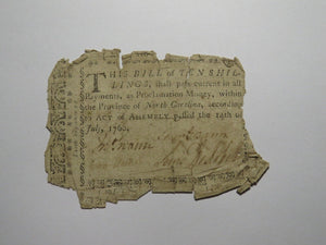 1760 Ten Shillings North Carolina NC Colonial Currency Note Bill! RARE 10s