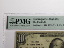 Load image into Gallery viewer, $10 1929 Burlingame Kansas KS National Currency Bank Note Bill Ch. #4040 F15 PMG