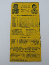 Load image into Gallery viewer, 1925 Syracuse University Athletic Blotter Varsity Football Game Schedule Orange