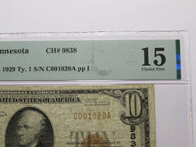 Load image into Gallery viewer, $10 1929 Crosby Minnesota MN National Currency Bank Note Bill Ch. #9838 F15 PMG