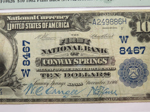 $10 1902 Conway Springs Kansas KS National Currency Bank Note Bill Ch #8467 VF25