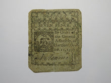 Load image into Gallery viewer, 1777 Seven Pence Hartford Connecticut CT Blue Paper Colonial Currency Note Bill