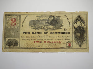 $2 1865 New Haven Connecticut Obsolete Currency Bank Note Bill Business College