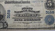 Load image into Gallery viewer, $5 1902 Cranbury New Jersey NJ National Currency Bank Note Bill! Ch. #3168 RARE!