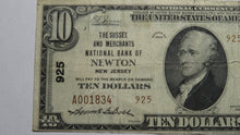 Load image into Gallery viewer, $10 1929 Newton New Jersey NJ National Currency Bank Note Bill! Ch. #925 RARE