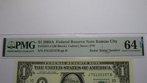 2 $1 2001 & 2003 Matching Radar Serial Numbers Federal Reserve Bank Note Bills