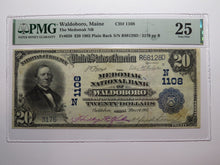 Load image into Gallery viewer, $20 1902 Waldoboro Maine ME National Currency Bank Note Bill #1108 VF25 PMG