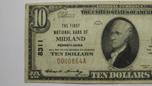 Load image into Gallery viewer, $10 1929 Midland Pennsylvania PA National Currency Bank Note Bill! Ch #8311 VF