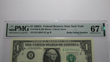 Load image into Gallery viewer, $1 2003 Radar Serial Number Federal Reserve Currency Bank Note Bill PMG UNC67EPQ