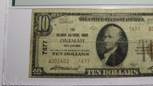 $10 1929 Okemah Oklahoma OK National Currency Bank Note Bill Ch. #7677 F15 PMG