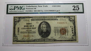 $20 1929 Cedarhurst New York NY National Currency Bank Note Bill #11854 VF25 PMG