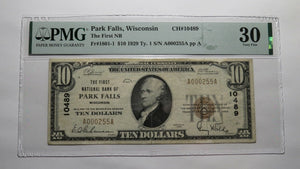 $10 1929 Park Falls Wisconsin WI National Currency Bank Note Bill Ch #10489 VF30