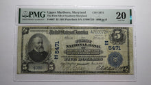 Load image into Gallery viewer, $5 1902 Upper Marlboro Maryland MD National Currency Bank Note Bill #5471 VF20