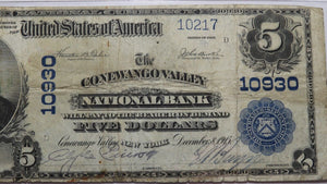 $5 1902 Conewango Valley New York NY National Currency Bank Note Bill #10930 VF!