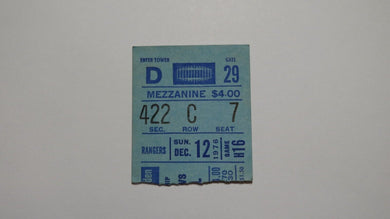 December 12, 1976 New York Rangers V Canadiens Hockey Ticket Stub Gilbert 1000th