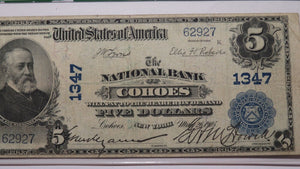 $5 1902 Cohoes New York NY National Currency Bank Note Bill #1347 PCGS Fine