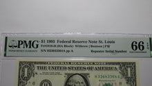 Load image into Gallery viewer, $1 1993 Repeater Serial Number Federal Reserve Currency Bank Note Bill UNC66EPQ