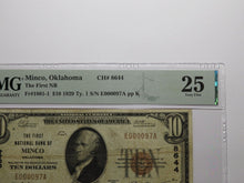 Load image into Gallery viewer, $10 1929 Minco Oklahoma OK National Currency Bank Note Bill Ch.#8644 VF25 PMG