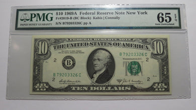 $10 1969-A Federal Reserve Bank Note Bill PMG Graded Gem Uncirculated 65EPQ