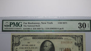 $10 1929 Far Rockaway New York NY National Currency Bank Note Bill Ch #9271 VF30