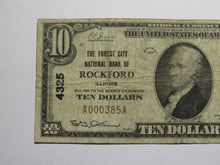 Load image into Gallery viewer, $10 1929 Rockford Illinois IL National Currency Bank Note Bill Ch. #4325 FINE