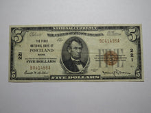 Load image into Gallery viewer, $5 1929 Portland Maine ME National Currency Bank Note Bill Ch. #221 Very Fine