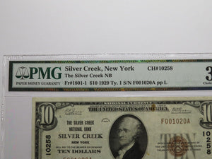 $10 1929 Silver Creek New York National Currency Bank Note Bill #10258 VF35 PMG