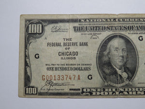 $100 1929 Chicago Illinois IL National Currency Note Federal Reserve Bank FINE