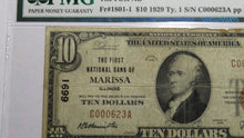 Load image into Gallery viewer, $10 1929 Marissa Illinois IL National Currency Bank Note Bill Ch. #6961 VF! RARE