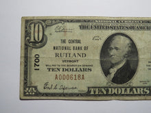 Load image into Gallery viewer, $10 1929 Rutland Vermont VT National Currency Bank Note Bill Charter #1700 FINE