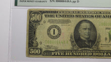 Load image into Gallery viewer, $500 1934 Federal Reserve Light Green Bank Note Bill Very Low Serial Number PMG