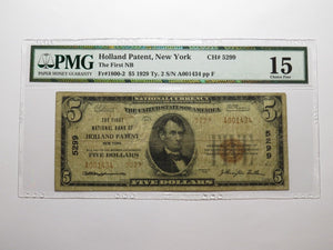 $5 1929 Holland Patent New York National Currency Bank Note Bill #5299 F15 PMG