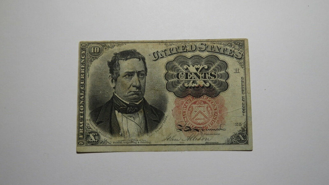 1874 $.10 Fifth Issue Fractional Currency Obsolete Bank Note Bill VF+ Condition!