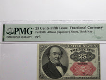 Load image into Gallery viewer, 1874 $.25 Fifth Issue Fractional Currency Obsolete Bank Note Bill 5th UNC64 PMG