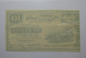 $.10 1862 Cuyahoga Falls Ohio OH Obsolete Currency Bank Note Bill Summit County