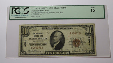 $10 1929 Harleysville Pennsylvania National Currency Bank Note Bill #9541 PCGS