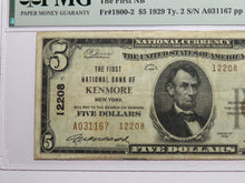 Load image into Gallery viewer, $5 1929 Kenmore New York NY National Currency Bank Note Bill Ch. #12208 VF25 PMG